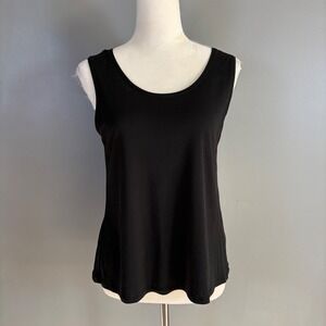 Eileen Fisher Black Silk Tank Top M Boho Capsule Minimalist Elevated Basic